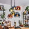 Koyoto Suspension, Boule lumineuse, Suspension Bleu, Vert, Clair, Cuivré, 6 lumières