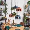 Koyoto Suspension, Boule lumineuse, Suspension Bleu, Vert, Clair, Cuivré, 6 lumières