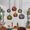 Koyoto Suspension, Boule lumineuse, Suspension Bleu, Or, Vert, Cuivré, 6 lumières