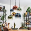 Koyoto Suspension, Boule lumineuse, Suspension Bleu, Or, Vert, Clair, Cuivré, 6 lumières