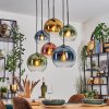Koyoto Suspension, Boule lumineuse, Suspension Bleu, Or, Vert, Clair, Cuivré, 6 lumières