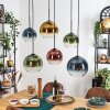 Koyoto Suspension, Boule lumineuse, Suspension Bleu, Or, Vert, Clair, Cuivré, 6 lumières
