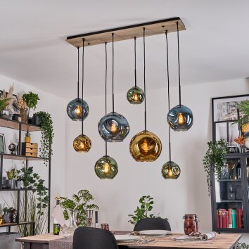 Ripoll Suspension, Boule lumineuse, Suspension Écru, Noir, 8 lumières