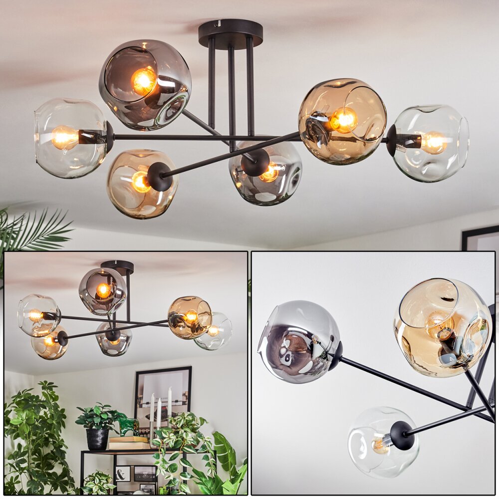 Ripoll Plafonnier, Boule lumineuse Ambre, Clair, Fumé, 6 lumières main product photo