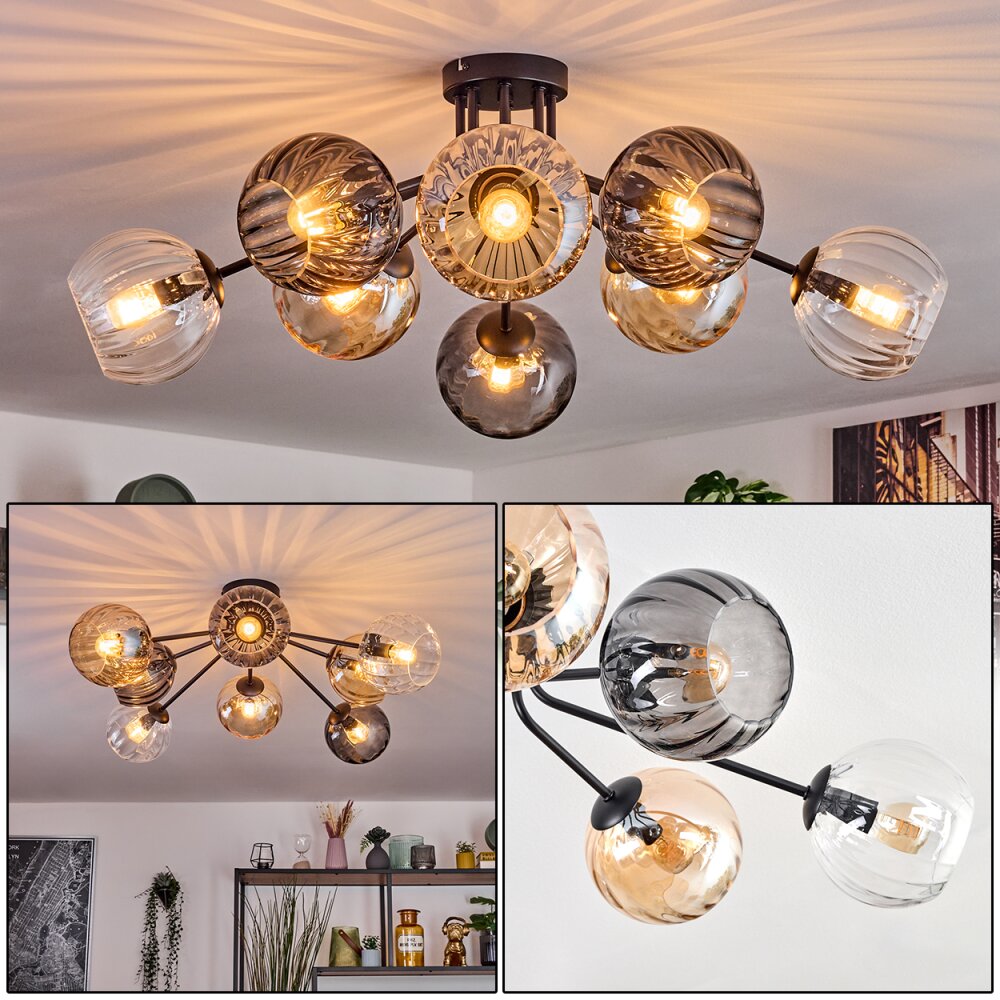 Koyoto Plafonnier, Boule lumineuse 85 cm Ambre, Clair, Fumé, 8 lumières main product photo