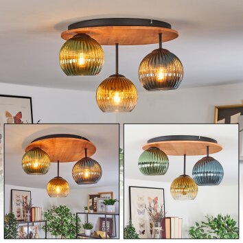 Koyoto Plafonnier, Boule lumineuse 40 cm Écru, Noir, 3 lumières