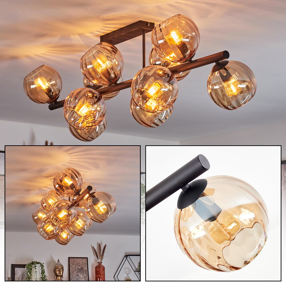 Koyoto Plafonnier, Boule lumineuse Ambre, 10 lumières main product photo