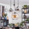 Koyoto Suspension, Boule lumineuse, Suspension grappe Ambre, Chrome, Clair, Fumé, 4 lumières