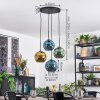 Ripoll Suspension, Boule lumineuse, Suspension grappe Bleu, Or, Vert, 4 lumières