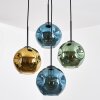 Ripoll Suspension, Boule lumineuse, Suspension grappe Bleu, Or, Vert, 4 lumières