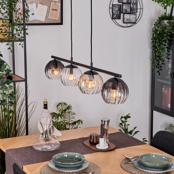 Koyoto Suspension, Boule lumineuse, Suspension Ambre, Clair, Fumé, 4 lumières
