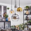 Ripoll Suspension, Boule lumineuse, Suspension grappe Ambre, Chrome, Or, Clair, Fumé, 4 lumières