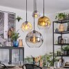 Ripoll Suspension, Boule lumineuse, Suspension grappe Ambre, Chrome, Or, Clair, Fumé, 4 lumières