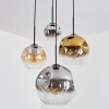 Ripoll Suspension, Boule lumineuse, Suspension grappe Ambre, Chrome, Or, Clair, Fumé, 4 lumières