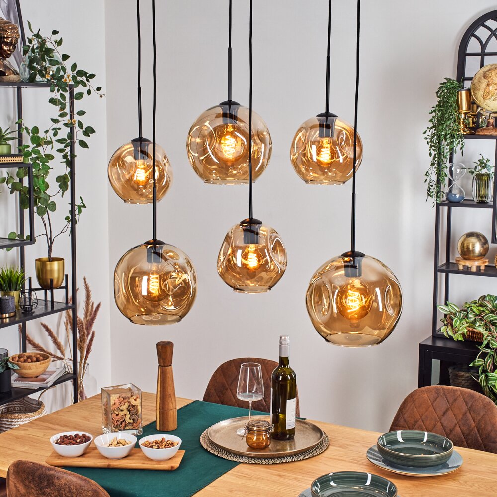 Ripoll Suspension, Boule lumineuse, Suspension Ambre, 6 lumières main product photo