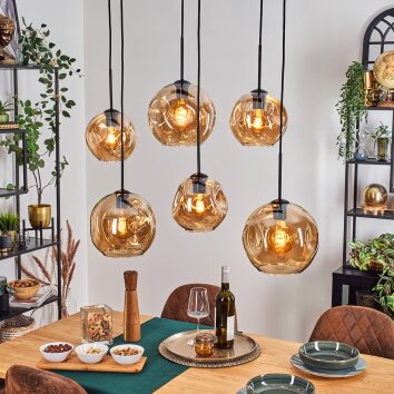 Ripoll Suspension, Boule lumineuse, Suspension Ambre, 6 lumières