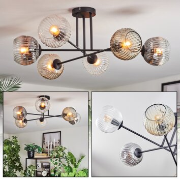 Ripoll Plafonnier, Boule lumineuse Ambre, Clair, Fumé, 6 lumières