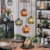 Ripoll Suspension, Boule lumineuse, Suspension grappe Bleu, Vert, Cuivré, 4 lumières