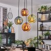 Ripoll Suspension, Boule lumineuse, Suspension grappe Bleu, Vert, Cuivré, 4 lumières