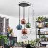 Ripoll Suspension, Boule lumineuse, Suspension grappe Bleu, Vert, Cuivré, 4 lumières