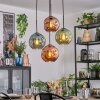 Ripoll Suspension, Boule lumineuse, Suspension grappe Bleu, Vert, Cuivré, 4 lumières