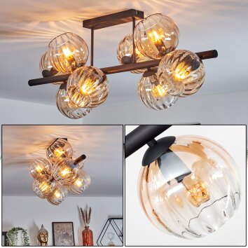 Koyoto Plafonnier, Boule lumineuse Ambre, Clair, 8 lumières