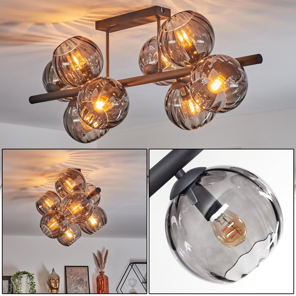 Koyoto Plafonnier, Boule lumineuse Fumé, 8 lumières main product photo