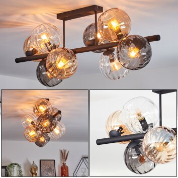 Koyoto Plafonnier, Boule lumineuse Ambre, Clair, Fumé, 8 lumières