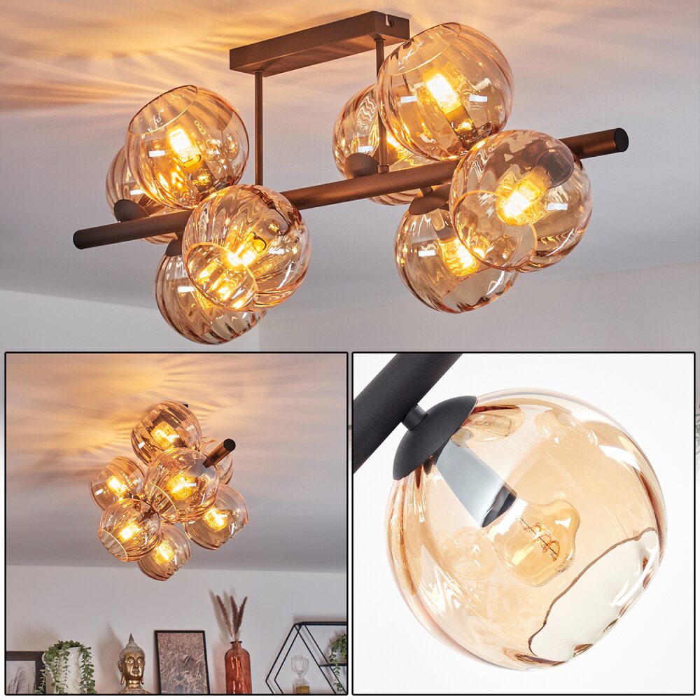 Koyoto Plafonnier, Boule lumineuse Ambre, 8 lumières main product photo