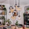 Gastor Suspension, Boule lumineuse, Suspension Ambre, Chrome, Clair, Fumé, 8 lumières