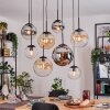 Gastor Suspension, Boule lumineuse, Suspension Ambre, Chrome, Clair, Fumé, 8 lumières