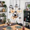 Gastor Suspension, Boule lumineuse, Suspension Ambre, Chrome, Clair, Fumé, 8 lumières