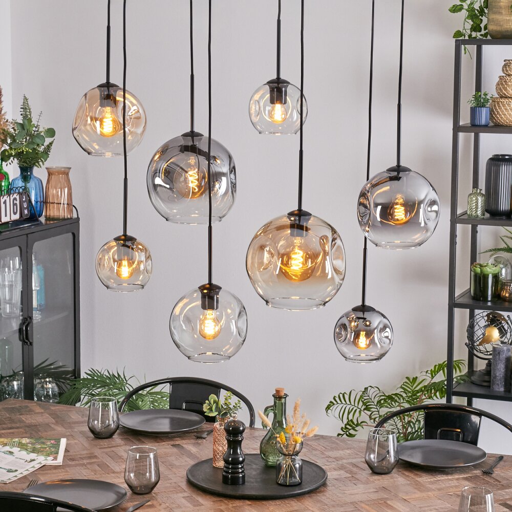 Ripoll Suspension, Boule lumineuse, Suspension Ambre, Clair, Fumé, 8 lumières main product photo