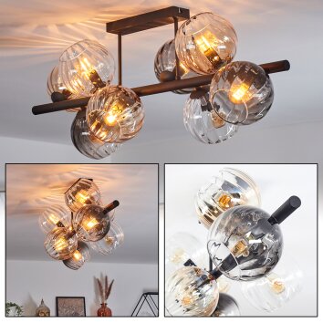 Koyoto Plafonnier, Boule lumineuse Ambre, Clair, Fumé, 8 lumières