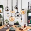 Gastor Suspension, Boule lumineuse, Suspension Ambre, Chrome, Clair, Fumé, 8 lumières