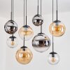 Gastor Suspension, Boule lumineuse, Suspension Ambre, Chrome, Clair, Fumé, 8 lumières
