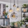 Ripoll Suspension, Boule lumineuse, Suspension grappe Ambre, Chrome, Clair, Fumé, 4 lumières