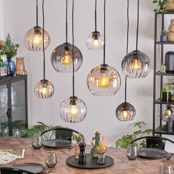 Koyoto Suspension, Boule lumineuse, Suspension Ambre, Clair, Fumé, 8 lumières