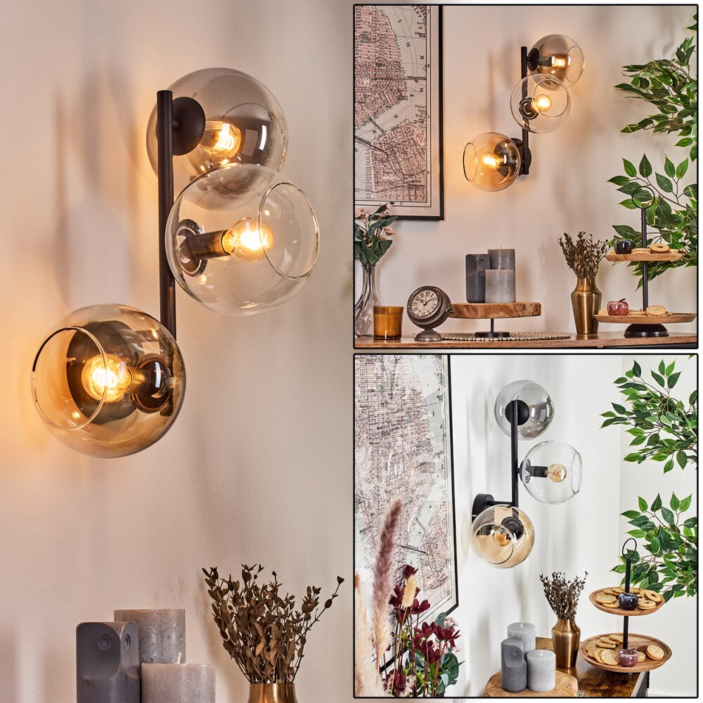 Koyoto Boule lumineuse, Applique murale Ambre, Clair, Fumé, 3 lumières main product photo