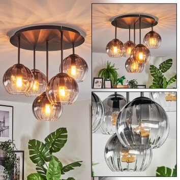 Koyoto Plafonnier, Boule lumineuse 33 cm Clair, Fumé, 5 lumières