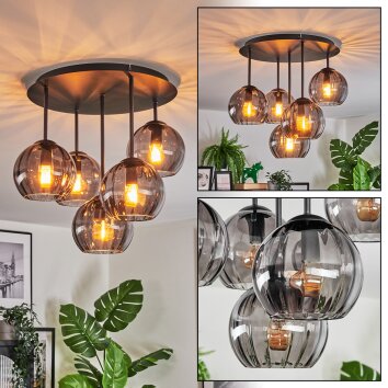 Koyoto Plafonnier, Boule lumineuse 33 cm Fumé, 5 lumières