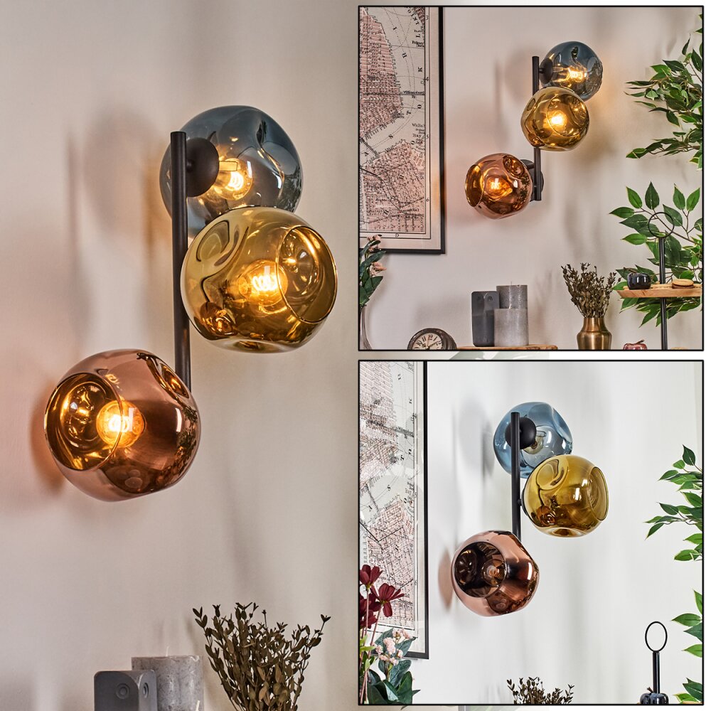 Ripoll Boule lumineuse, Applique murale Bleu, Or, Cuivré, 3 lumières main product photo