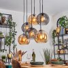 Koyoto Suspension, Boule lumineuse, Suspension Ambre, Fumé, 6 lumières