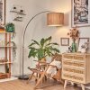 Bongal Lampadaire, Lampadaires arc Nickel mat, Noir, 1 lumière, Abat-jour en tissu