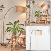 Bongal Lampadaire, Lampadaires arc Nickel mat, Noir, 1 lumière, Abat-jour en tissu