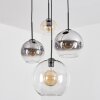 Koyoto Suspension, Boule lumineuse, Suspension grappe Ambre, Chrome, Clair, Fumé, 4 lumières