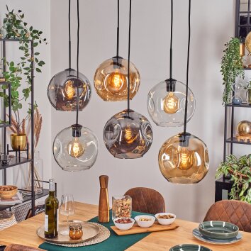 Ripoll Suspension, Boule lumineuse, Suspension Ambre, Clair, Fumé, 6 lumières Ripoll Suspension, Boule lumineuse, Suspension Ambre, Clair, Fumé, 6 lumières
