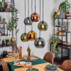 Koyoto Suspension, Boule lumineuse, Suspension Bleu, Or, Vert, Cuivré, 6 lumières