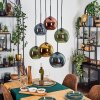 Koyoto Suspension, Boule lumineuse, Suspension Bleu, Or, Vert, Cuivré, 6 lumières