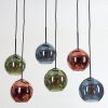 Koyoto Suspension, Boule lumineuse, Suspension Bleu, Vert, Cuivré, 6 lumières